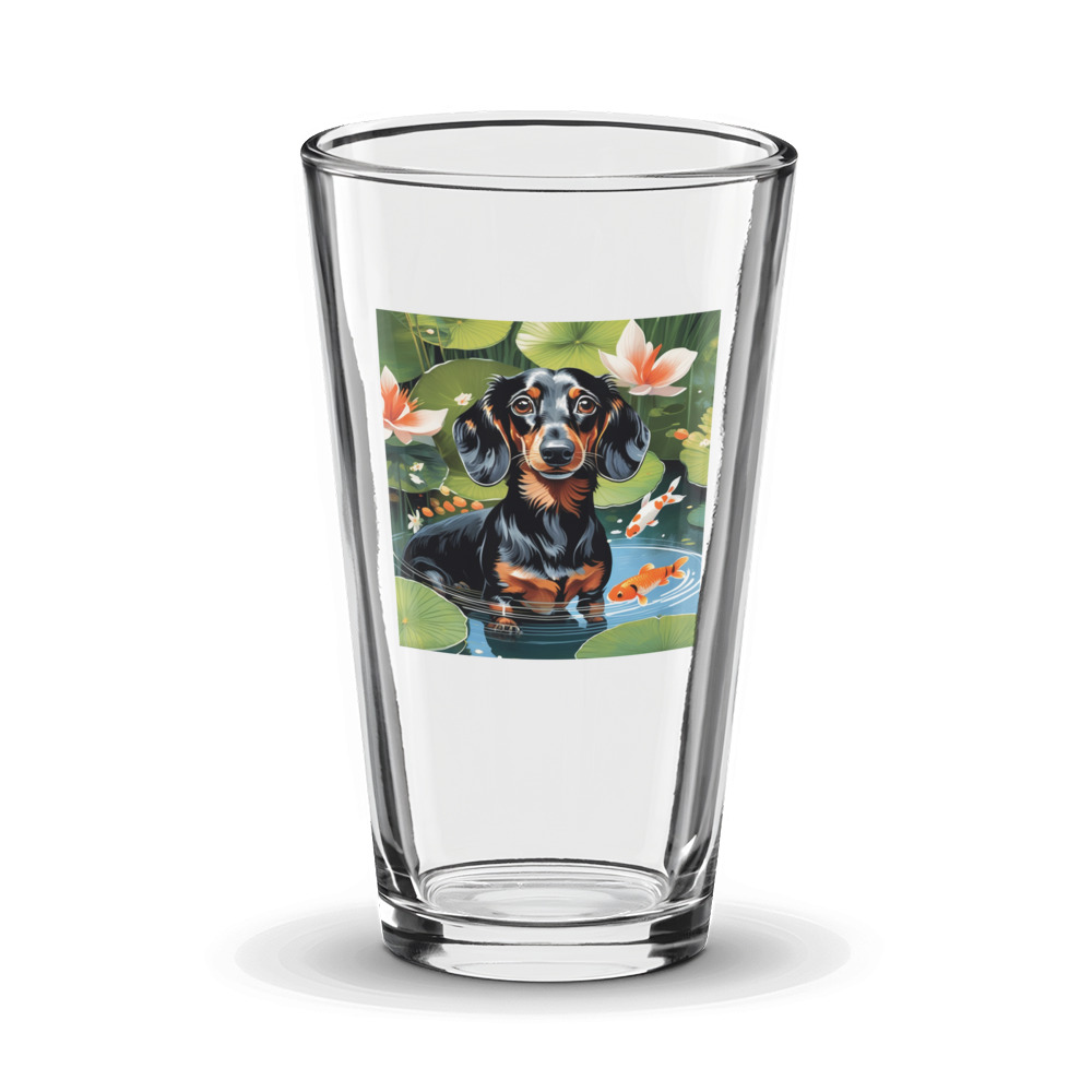 PugMug Custom Black Dachshund Glass Tumbler
