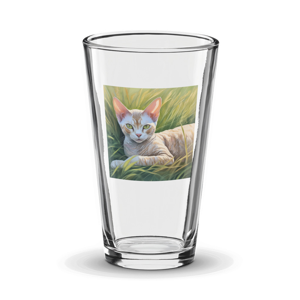 PugMug Custom Tabby Devon Rex Cat Glass Tumbler