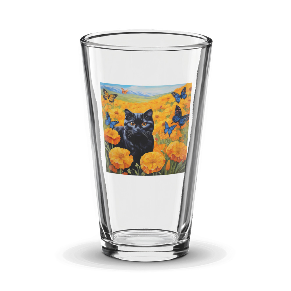 PugMug Custom Black Scottish Fold Cat Glass Tumbler