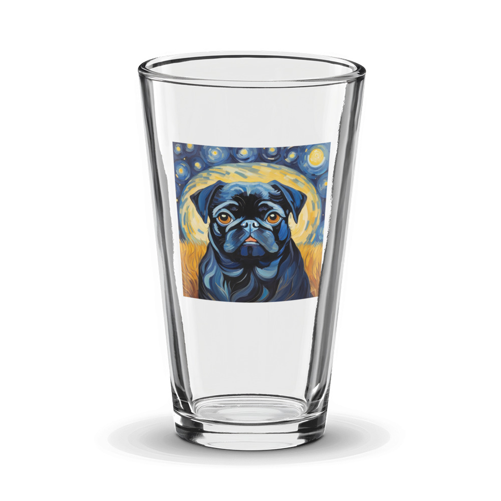 PugMug Custom Black Pug Glass Tumbler