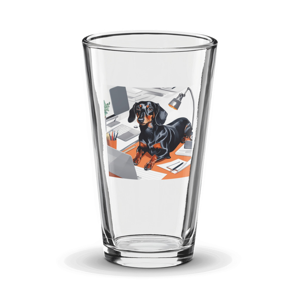 PugMug Custom Black Dachshund Glass Tumbler