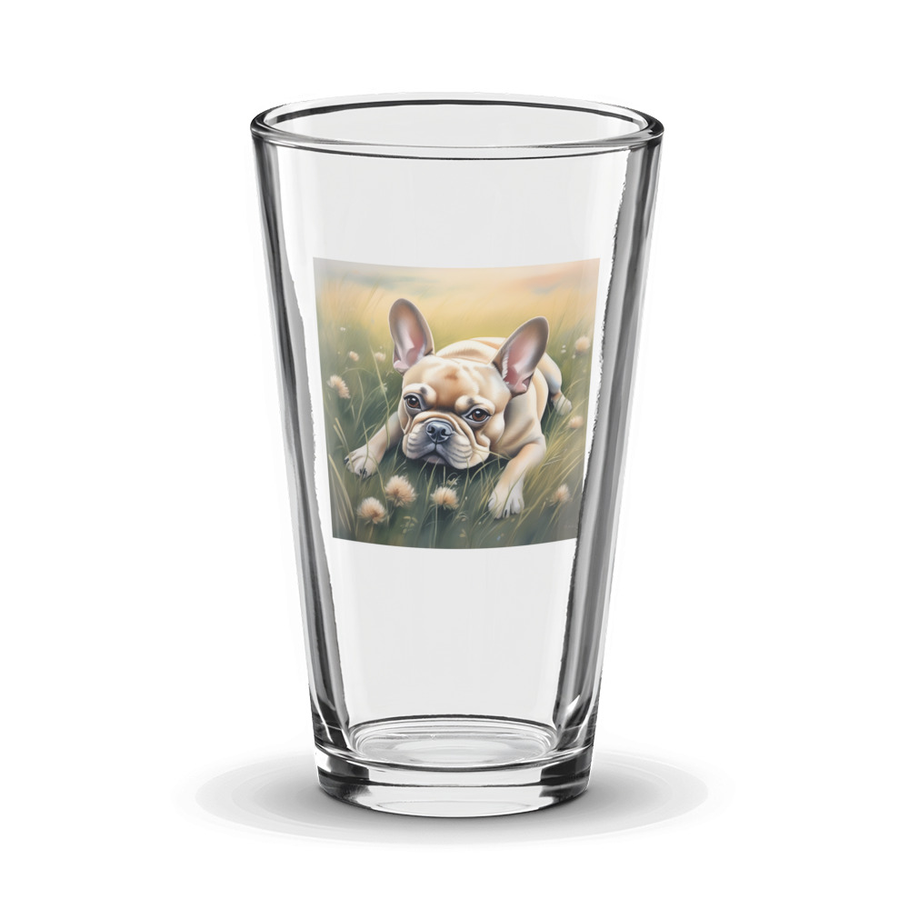 PugMug Custom Tan French Bulldog Glass Tumbler