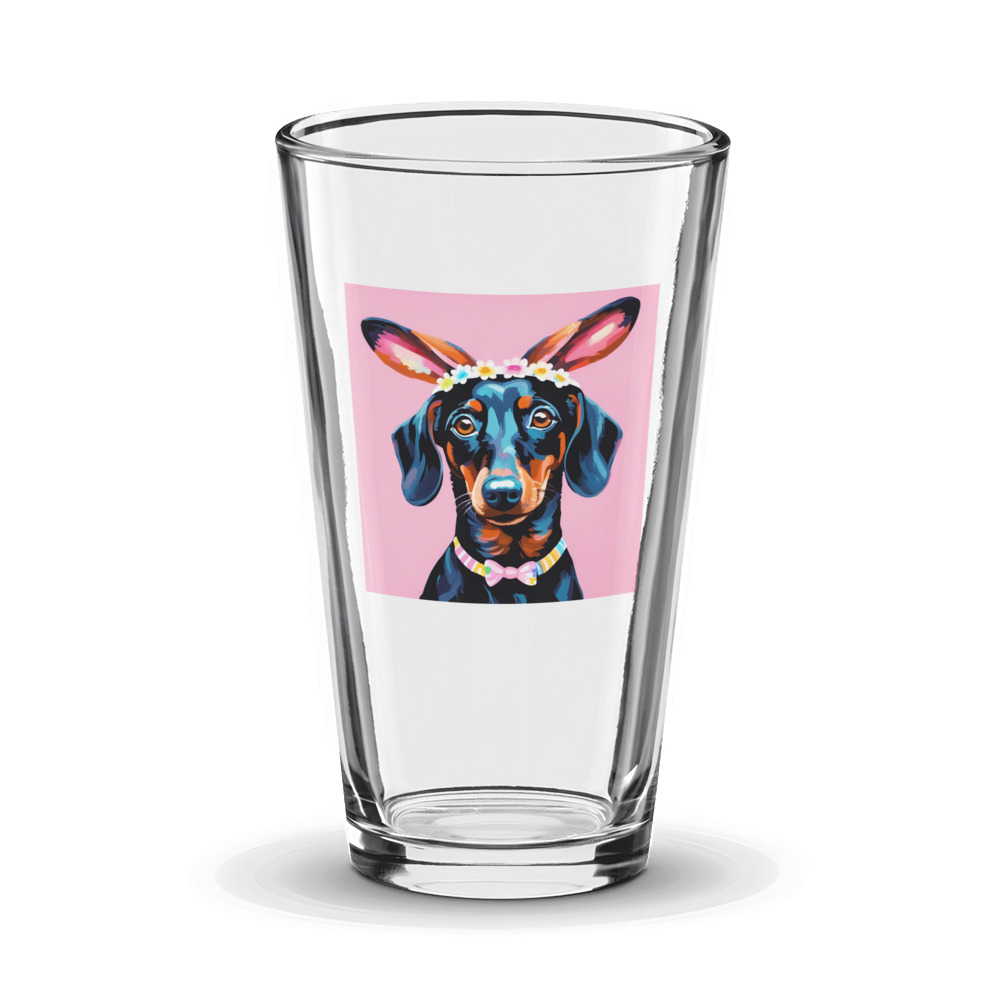 PugMug Custom Black Dachshund Glass Tumbler