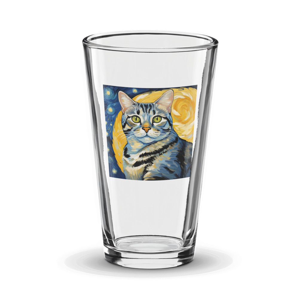PugMug Custom Tabby American Shorthair Cat Glass Tumbler