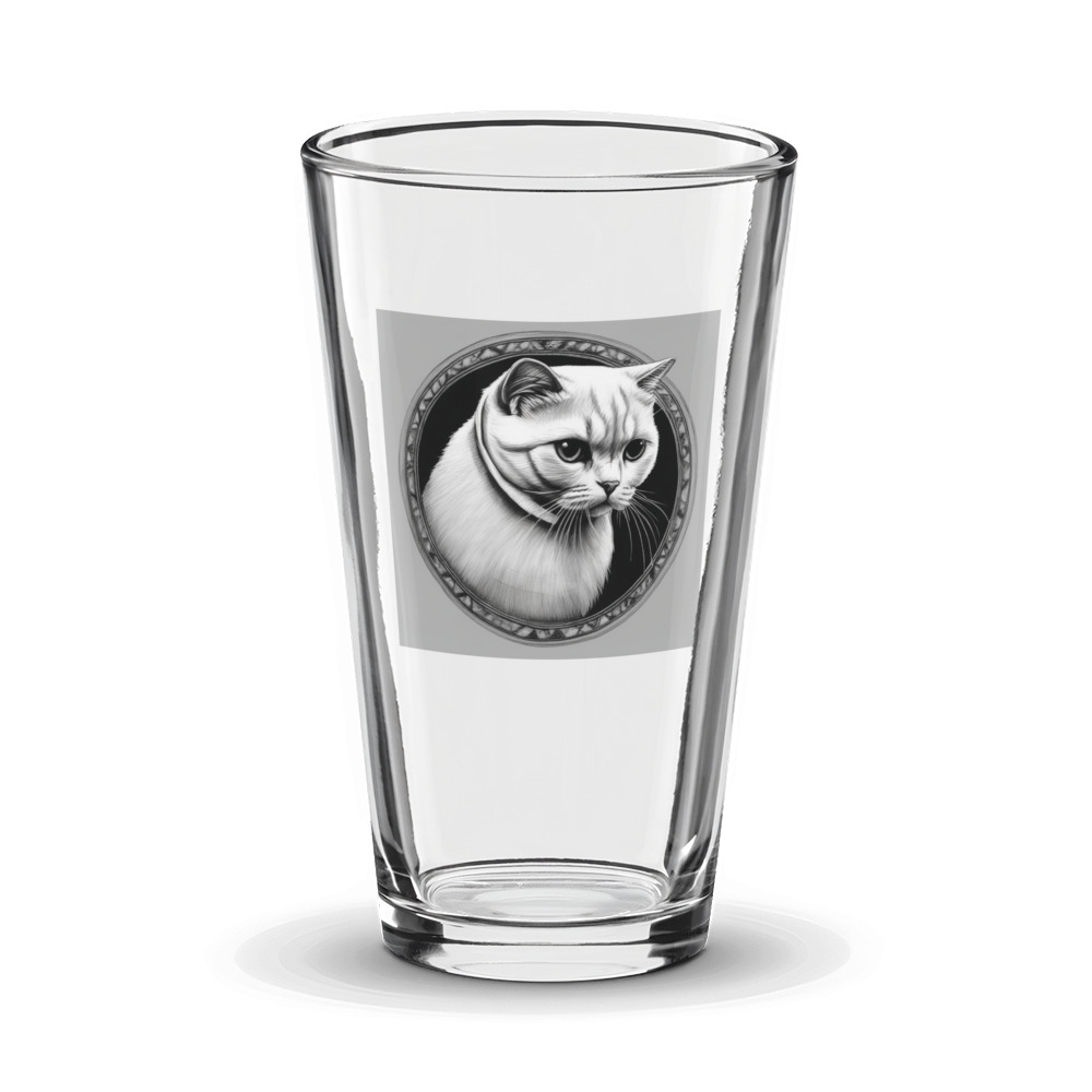 PugMug Custom White Scottish Fold Cat Glass Tumbler