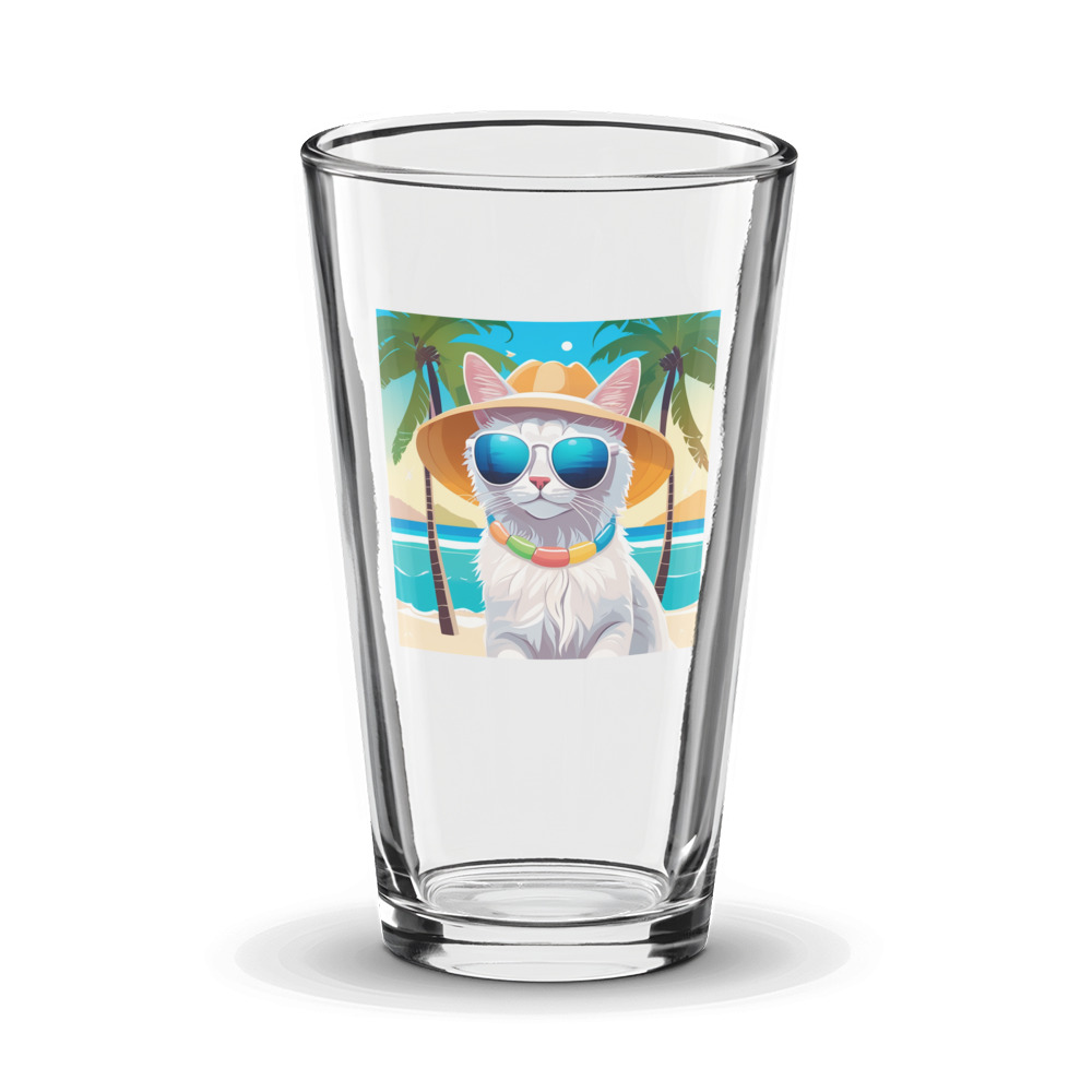 PugMug Custom White Companion Cat Glass Tumbler