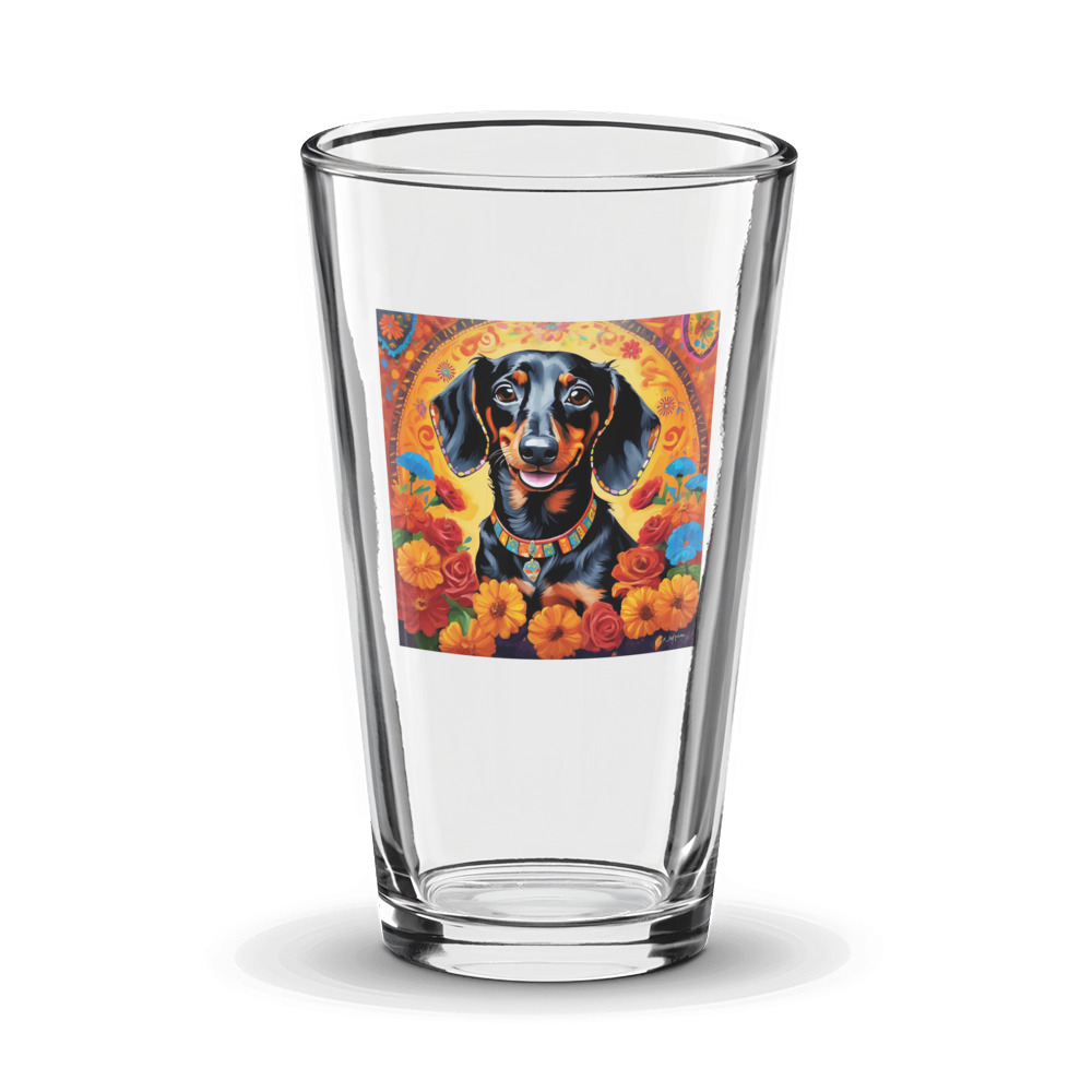 PugMug Custom Black Dachshund Glass Tumbler