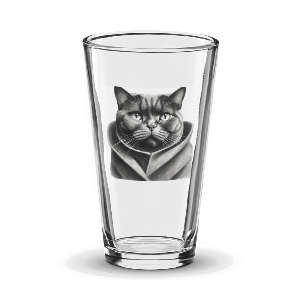 PugMug Custom Black British Shorthair Cat Glass Tumbler
