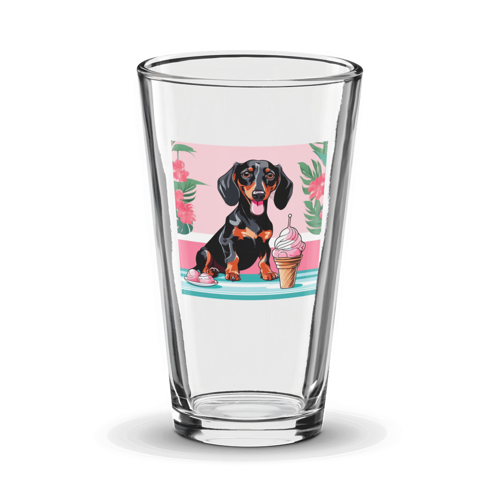 PugMug Custom Black Dachshund Glass Tumbler