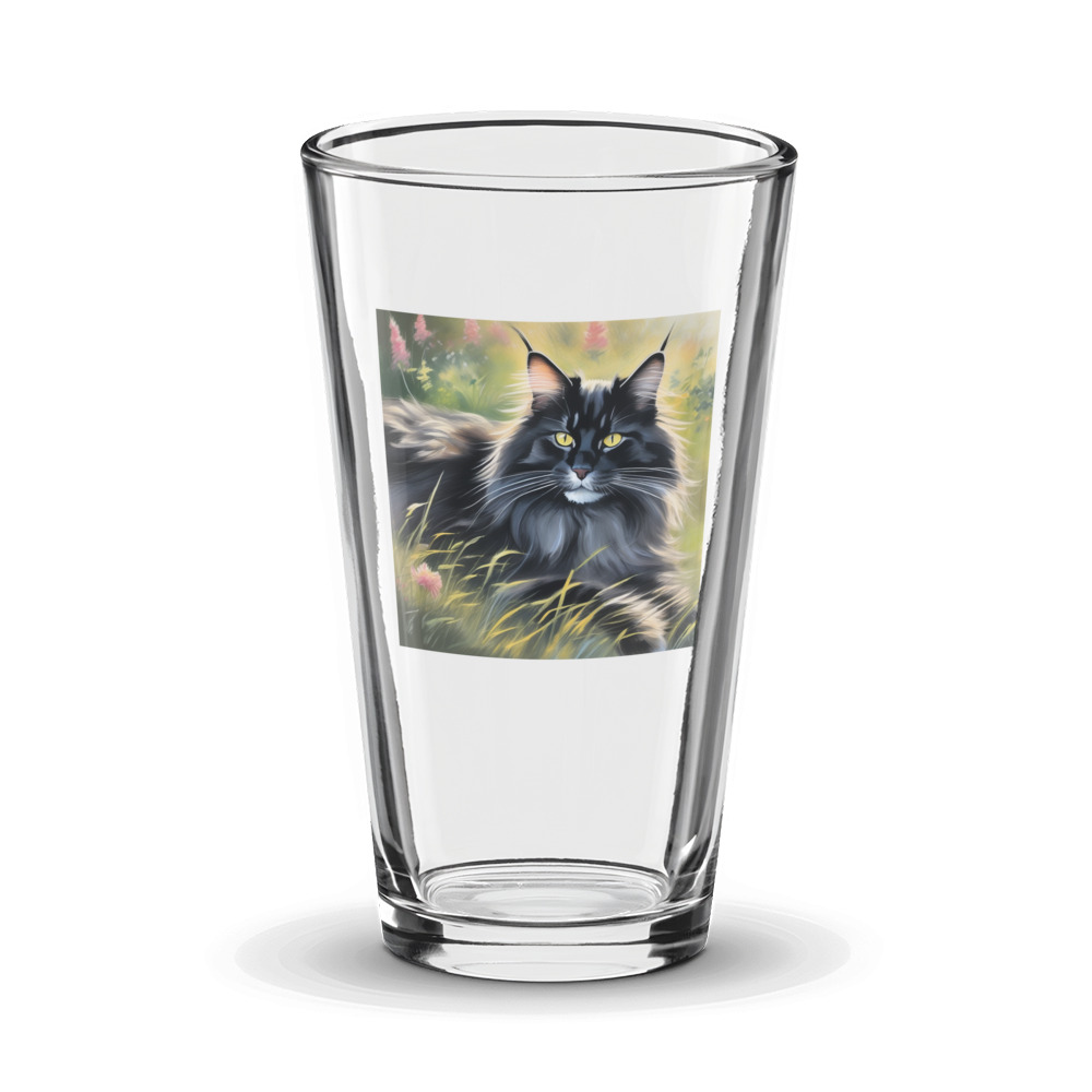PugMug Custom Black Maine Coon Cat Glass Tumbler