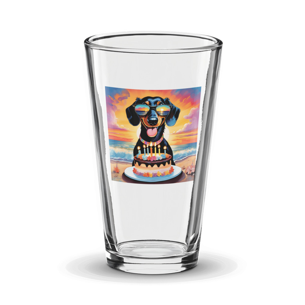 PugMug Custom Black Dachshund Glass Tumbler