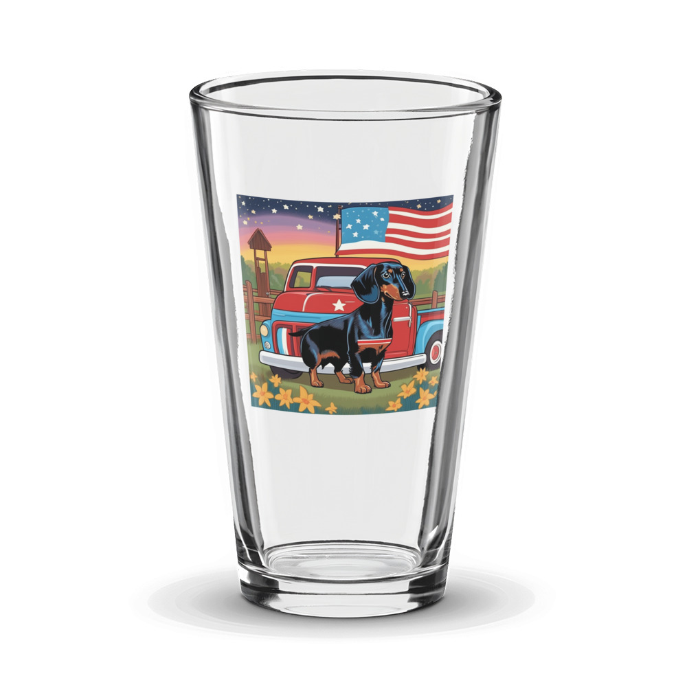 PugMug Custom Black Dachshund Glass Tumbler