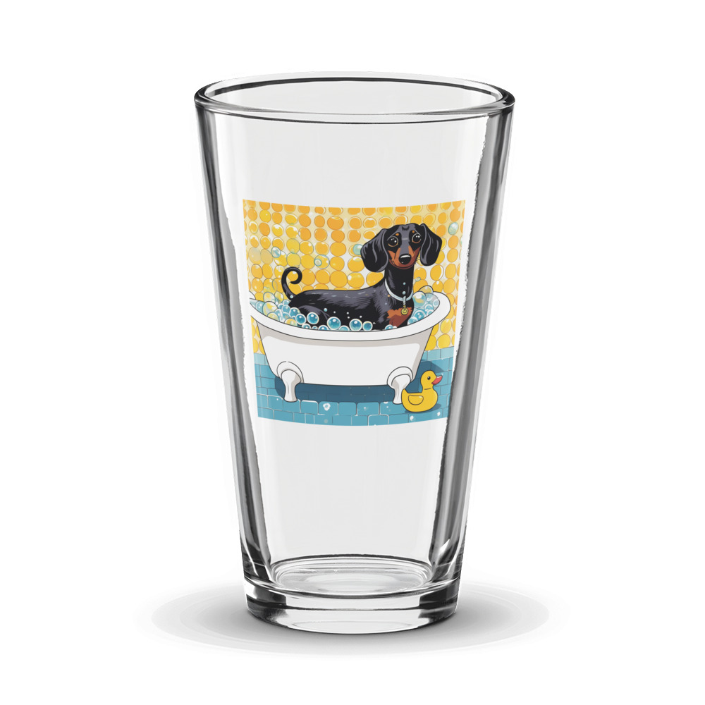 PugMug Custom Black Dachshund Glass Tumbler