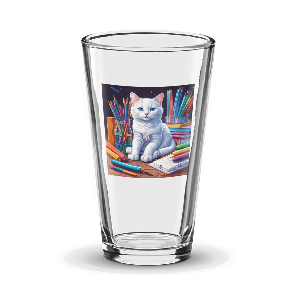 PugMug Custom White Companion Cat Glass Tumbler