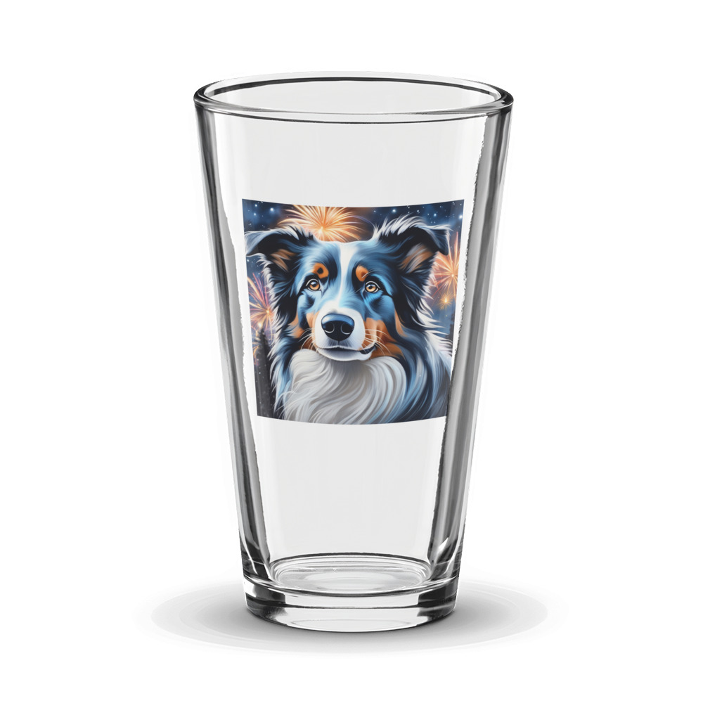 PugMug Custom Blue Merle Border Collie Glass Tumbler