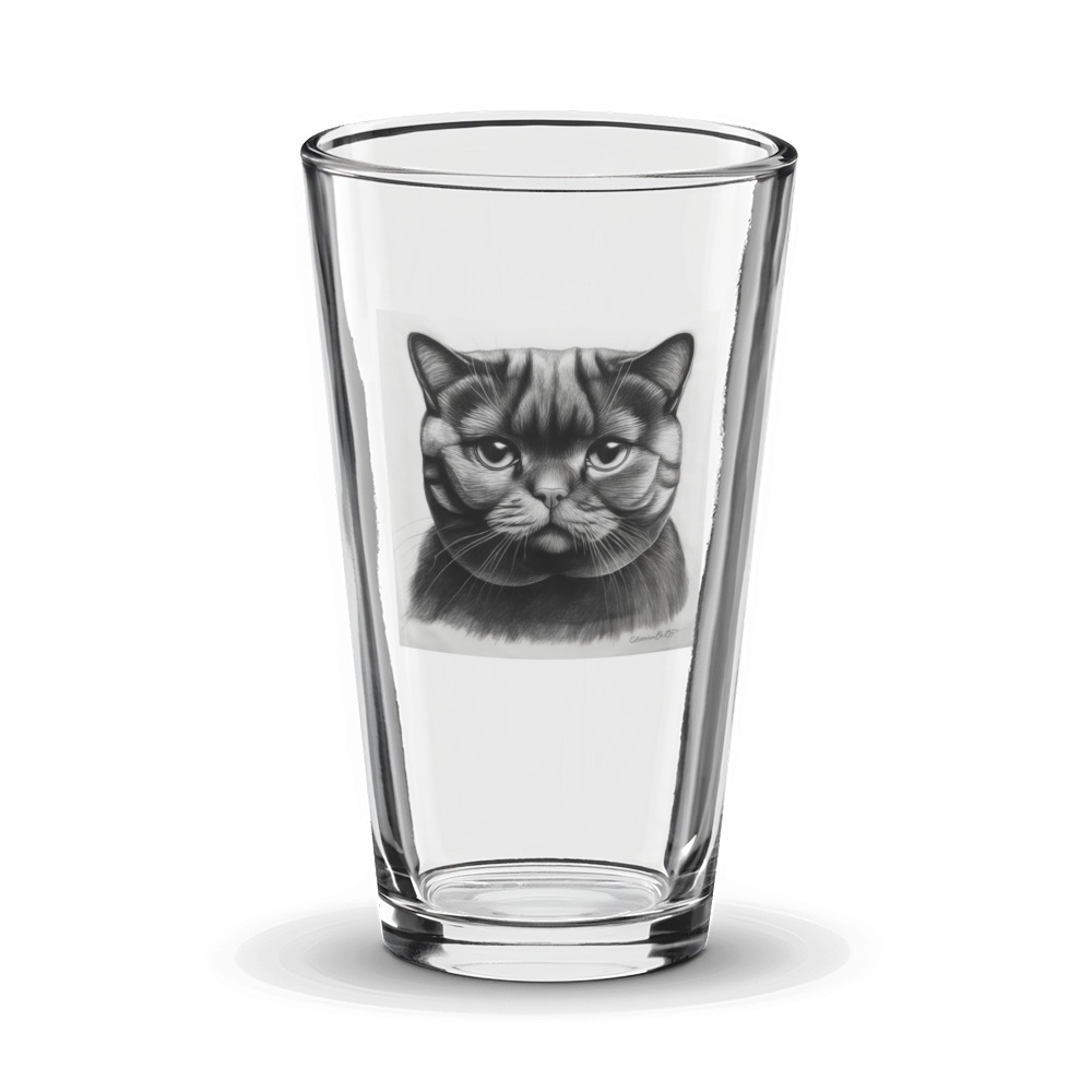 PugMug Custom Black Scottish Fold Cat Glass Tumbler