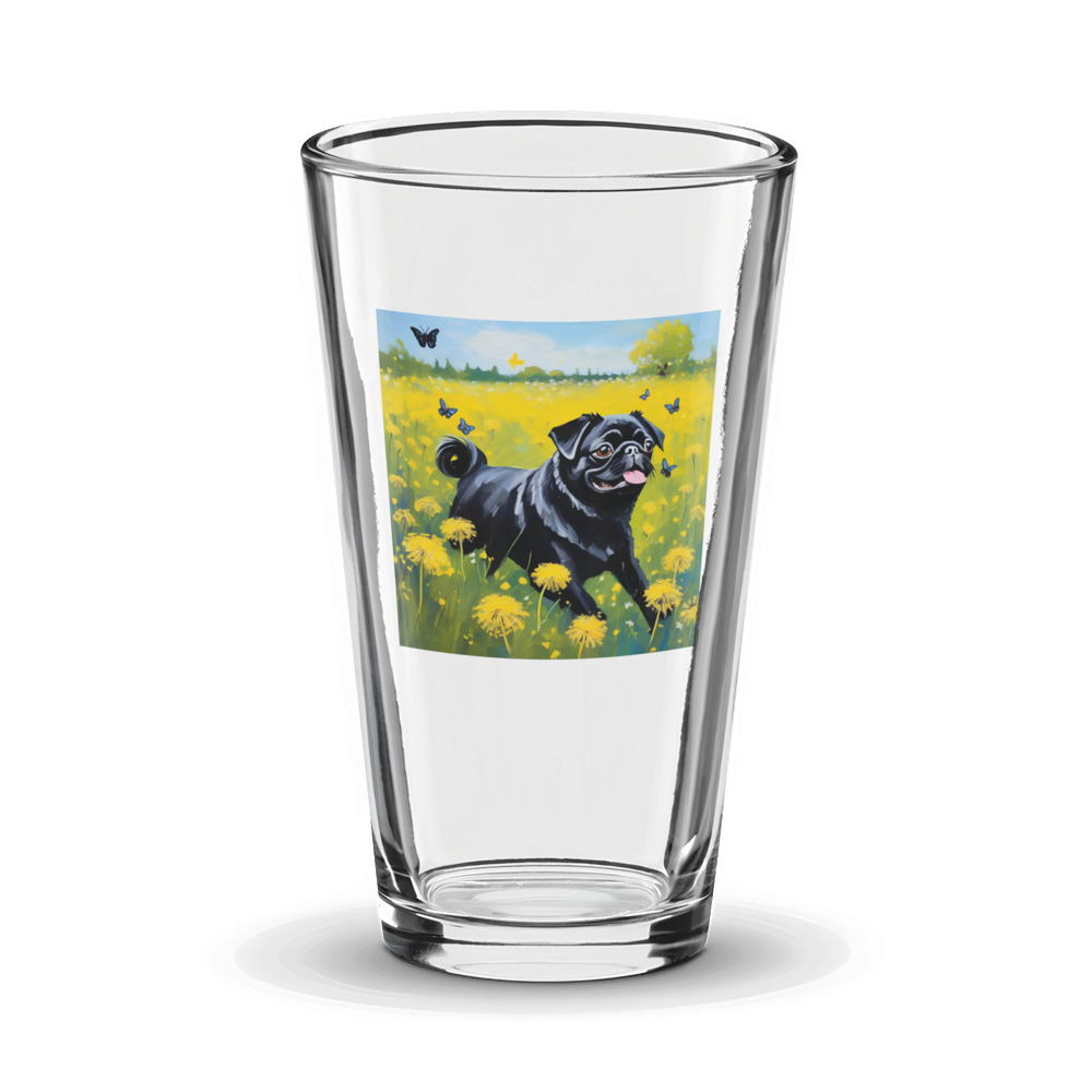 PugMug Custom Black Pug Glass Tumbler