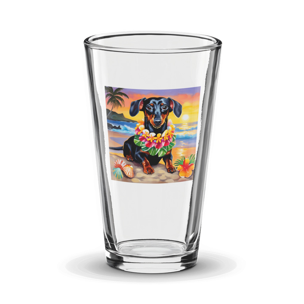 PugMug Custom Black Dachshund Glass Tumbler