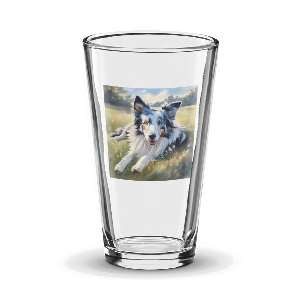 PugMug Custom Blue Merle Border Collie Glass Tumbler