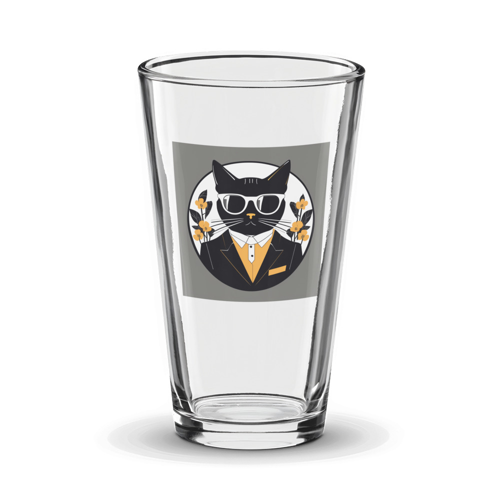 PugMug Custom Black Companion Cat Glass Tumbler