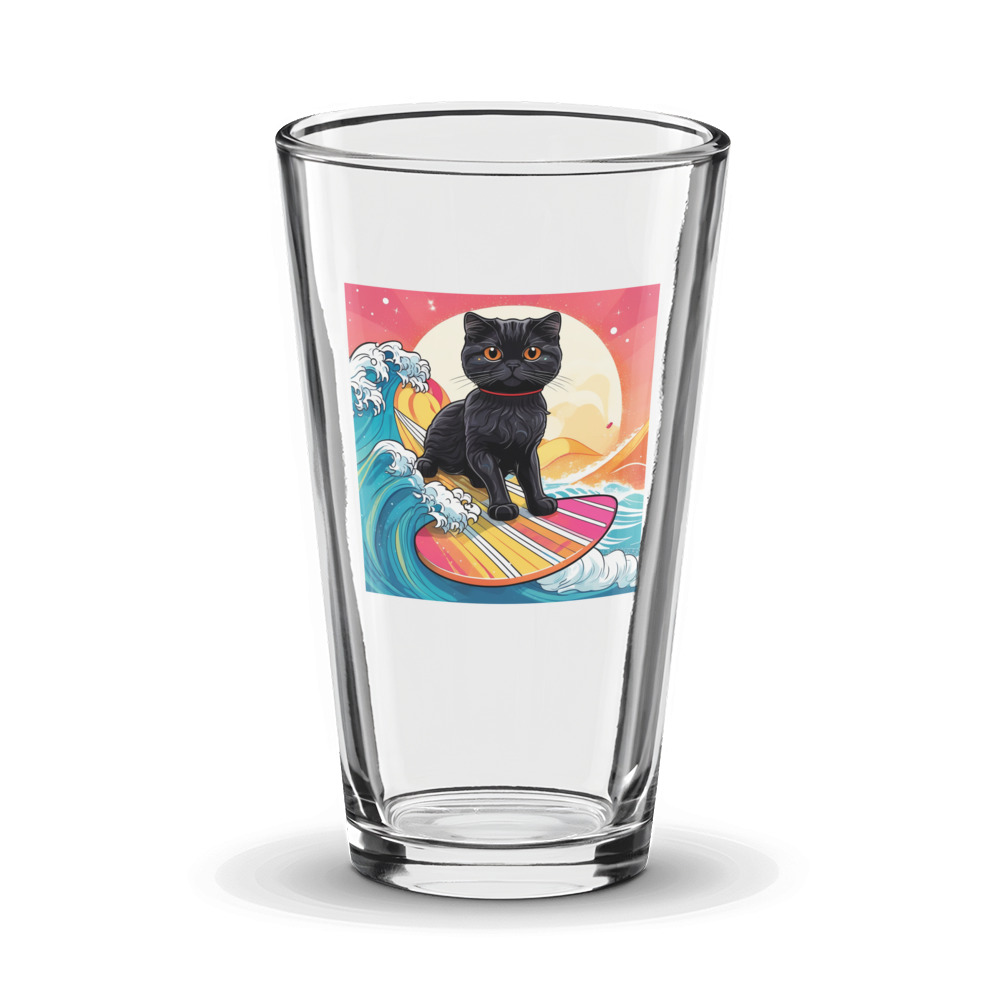 PugMug Custom Black Scottish Fold Cat Glass Tumbler