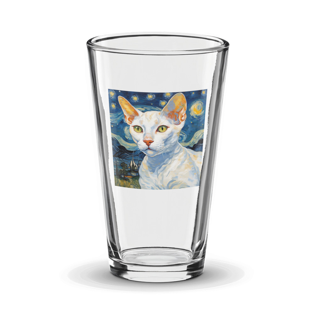 PugMug Custom White Devon Rex Cat Glass Tumbler