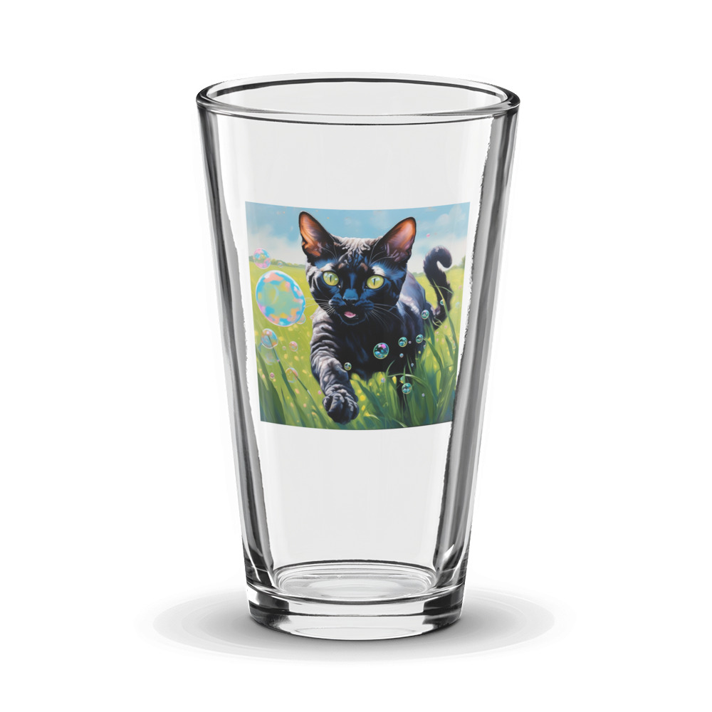 PugMug Custom Black Devon Rex Cat Glass Tumbler