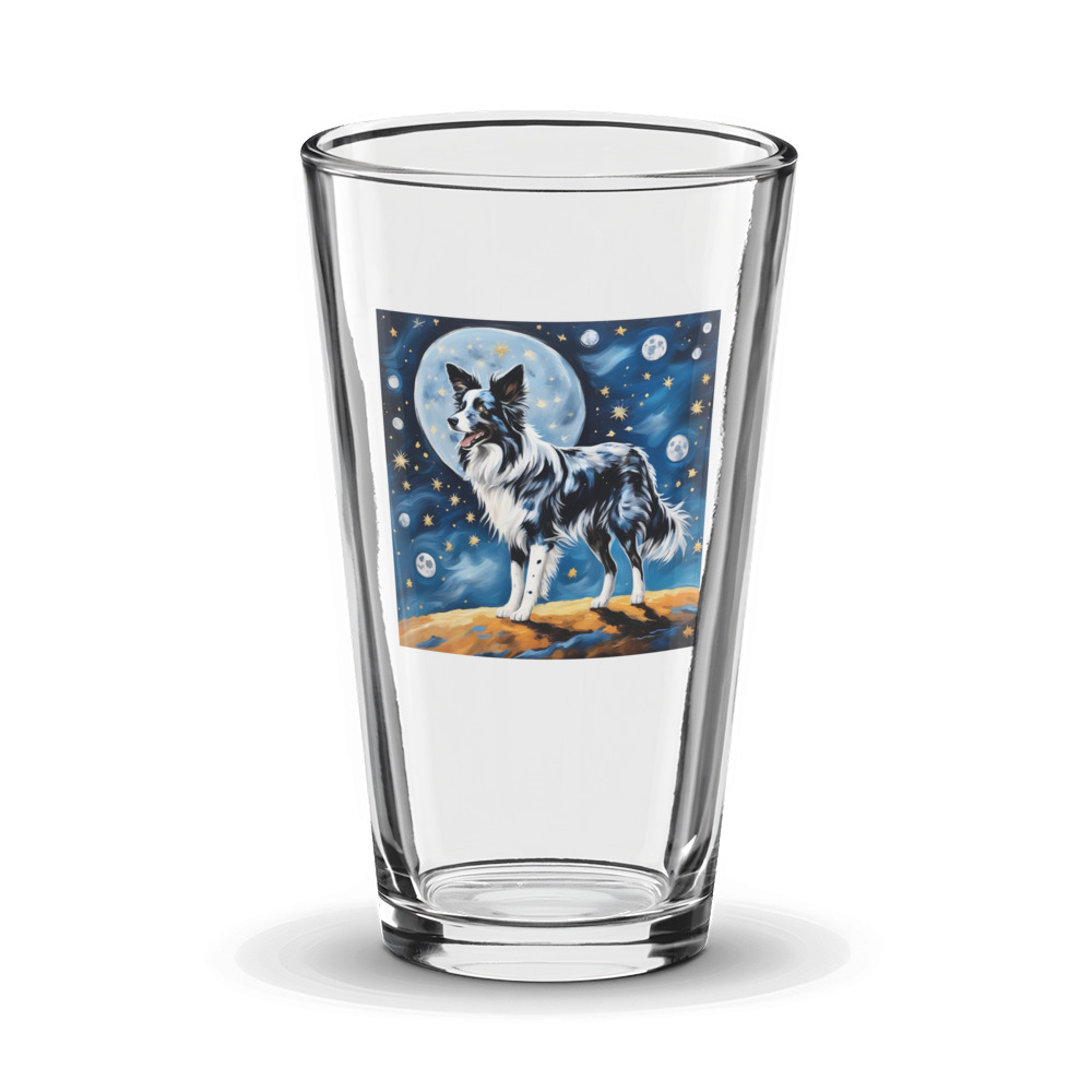 PugMug Custom Blue Merle Border Collie Glass Tumbler
