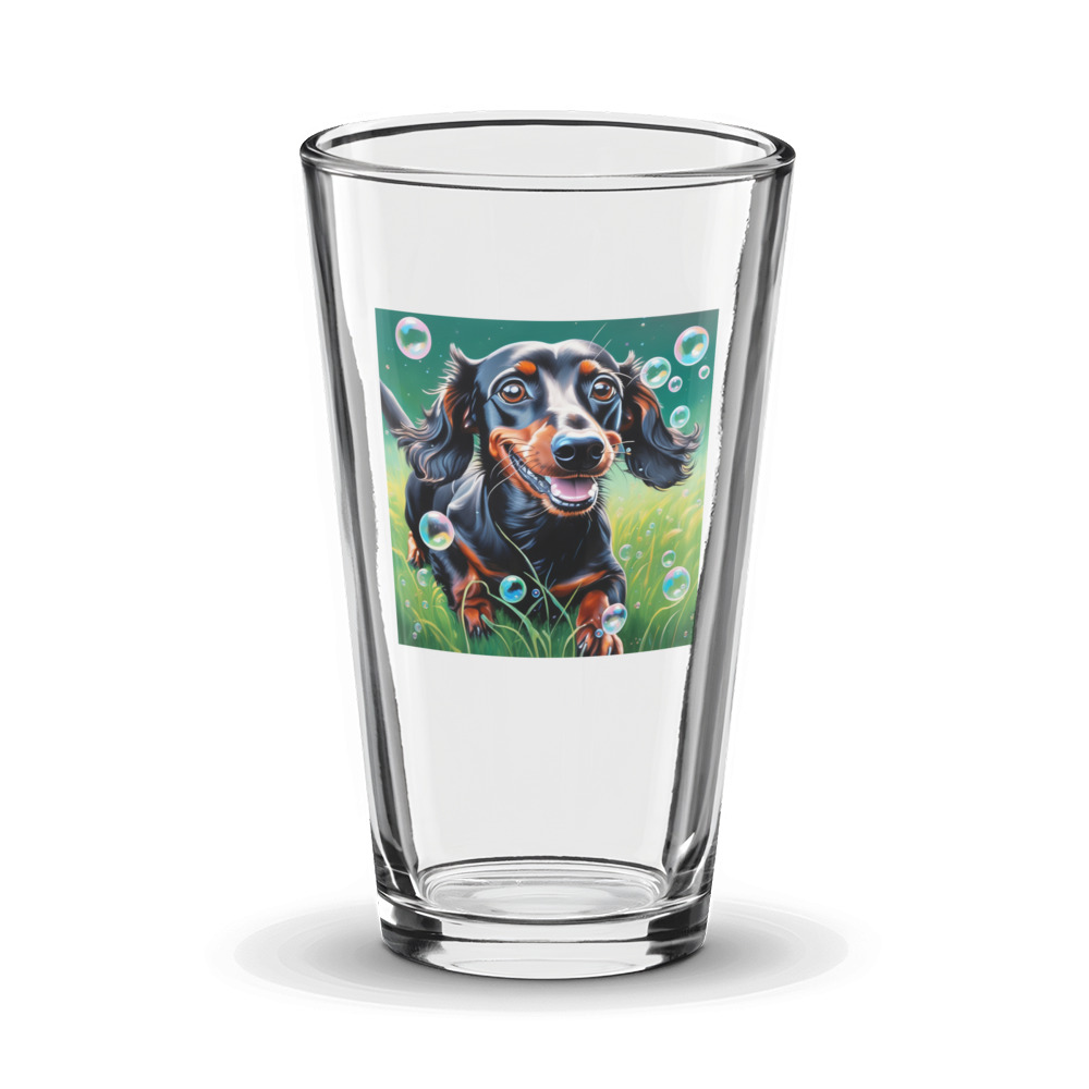 PugMug Custom Black Dachshund Glass Tumbler
