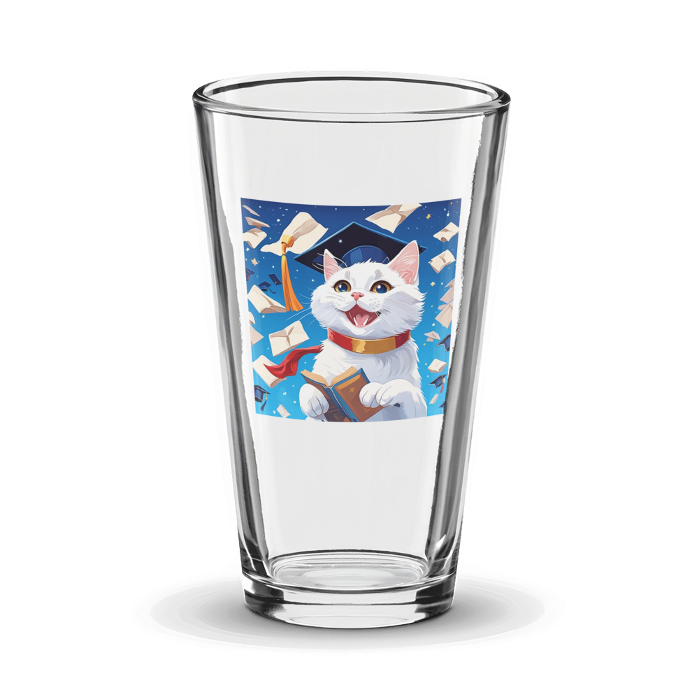 PugMug Custom White Companion Cat Glass Tumbler
