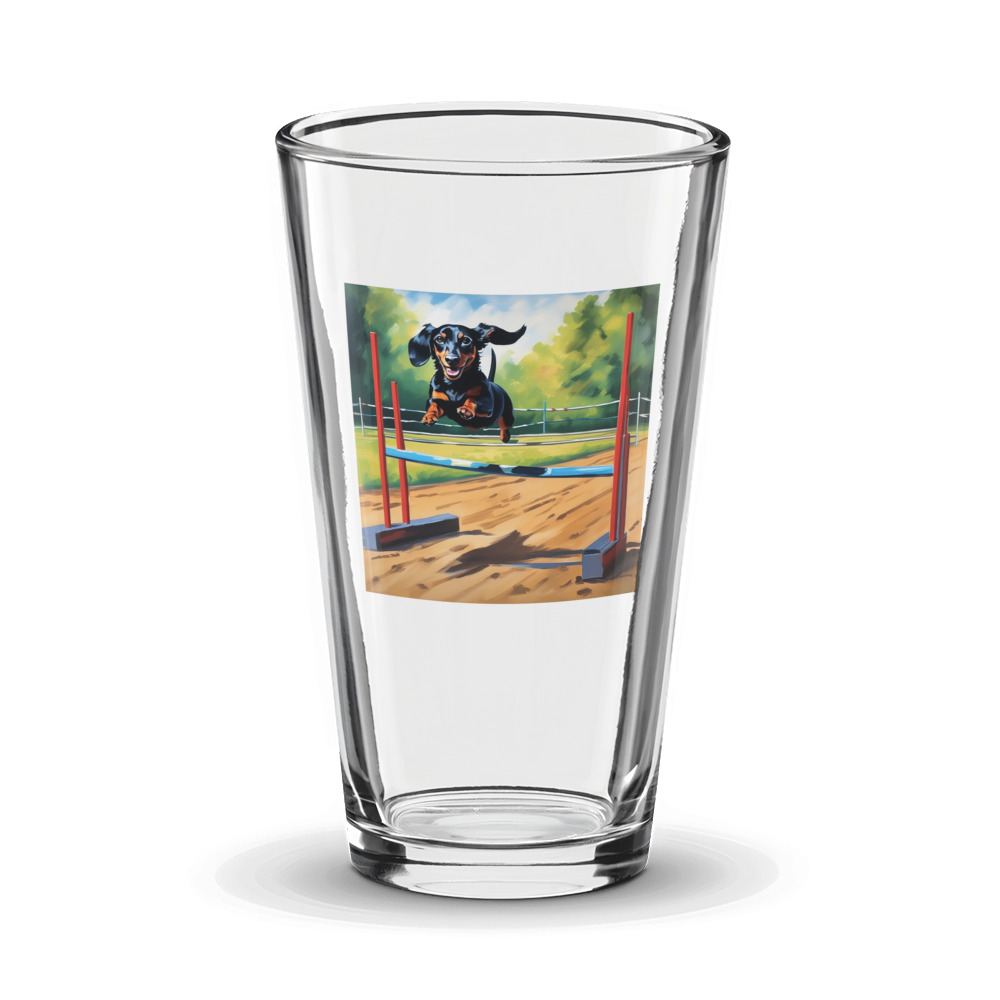 PugMug Custom Black Dachshund Glass Tumbler