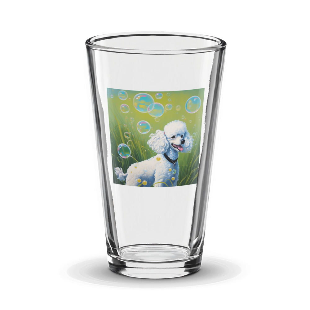 PugMug Custom White Poodle Glass Tumbler