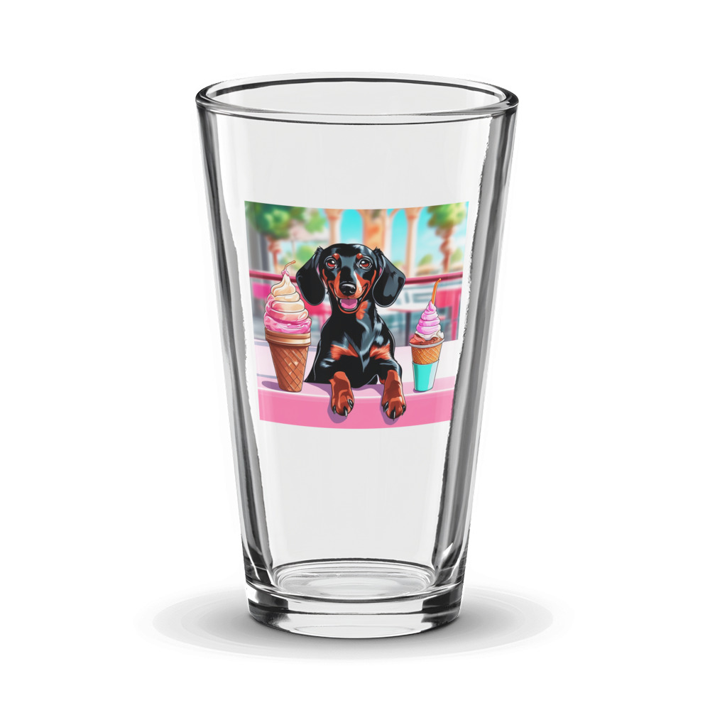 PugMug Custom Black Dachshund Glass Tumbler