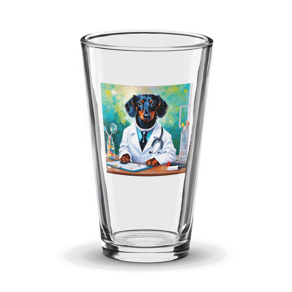 PugMug Custom Black Dachshund Glass Tumbler