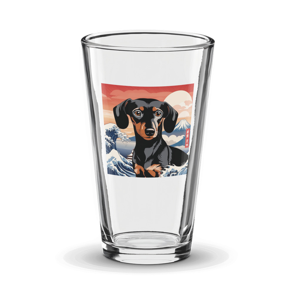 PugMug Custom Black Dachshund Glass Tumbler
