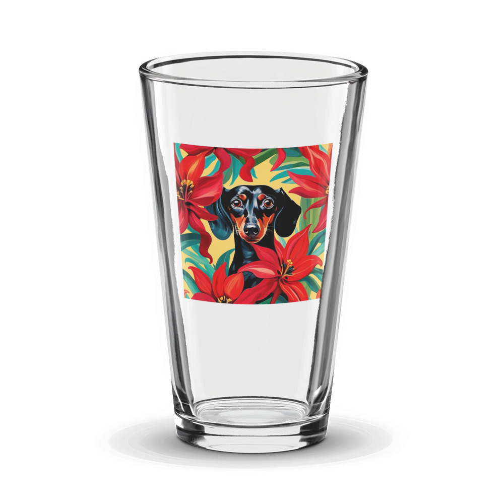 PugMug Custom Black Dachshund Glass Tumbler