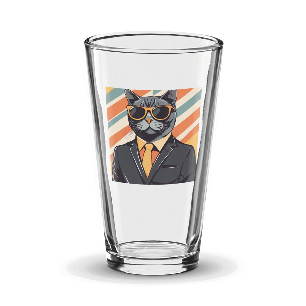 PugMug Custom Black British Shorthair Cat Glass Tumbler