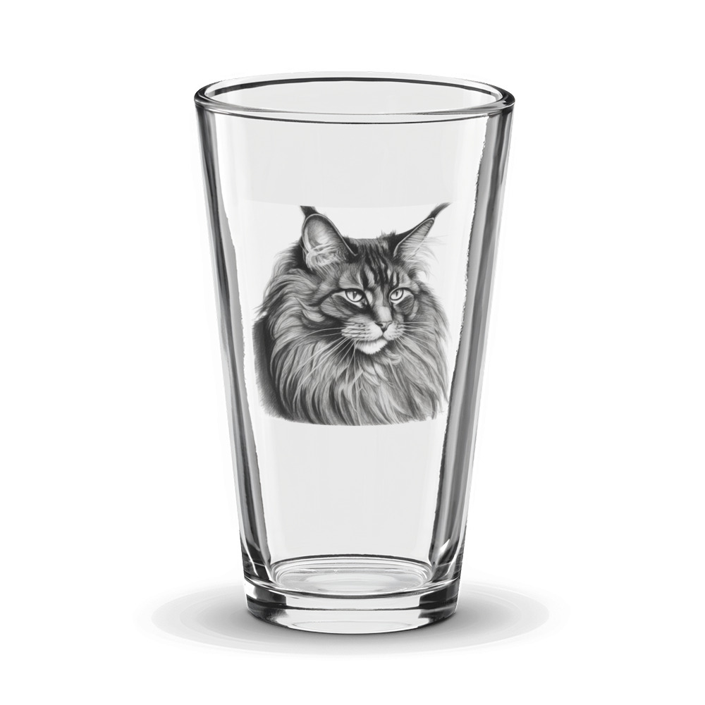 PugMug Custom Black Maine Coon Cat Glass Tumbler
