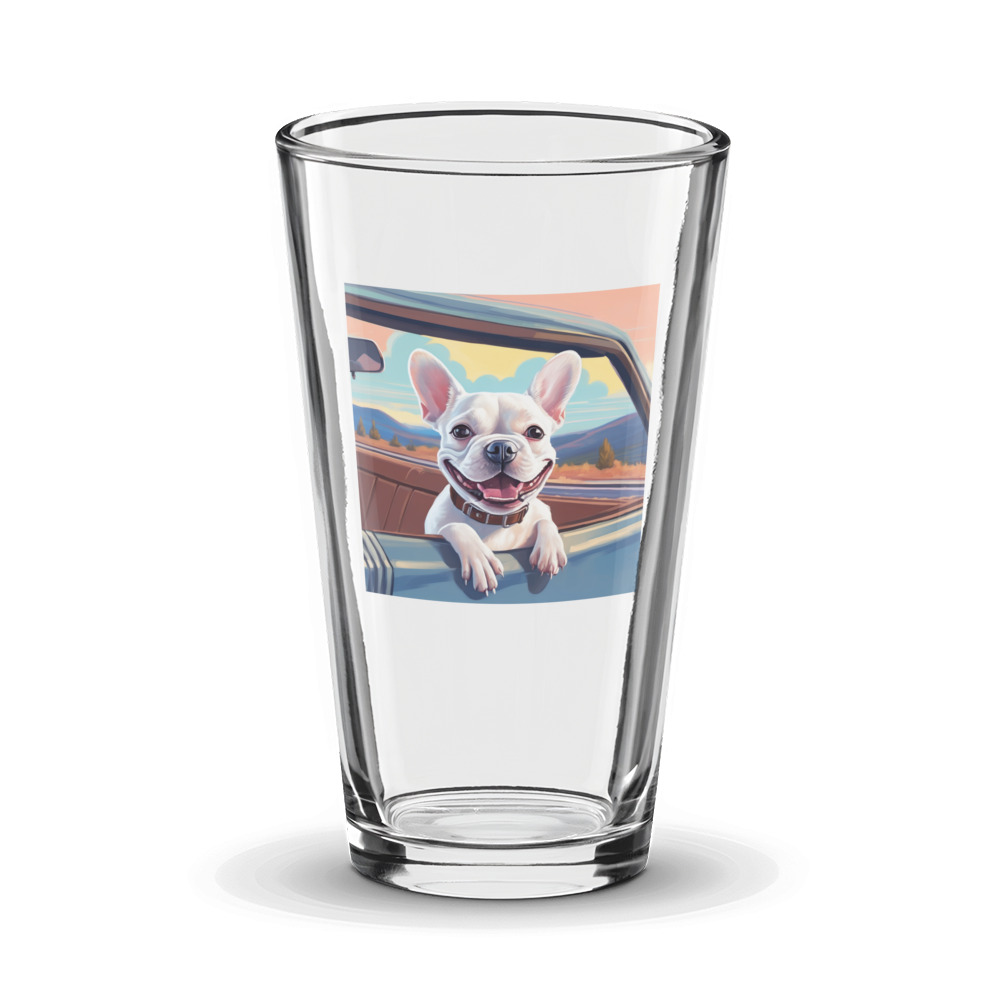 PugMug Custom White French Bulldog Glass Tumbler