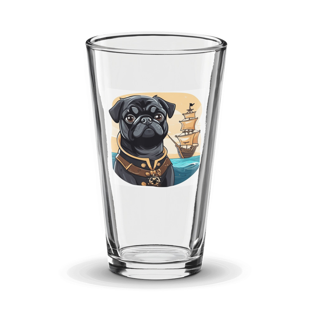 PugMug Custom Black Pug Glass Tumbler