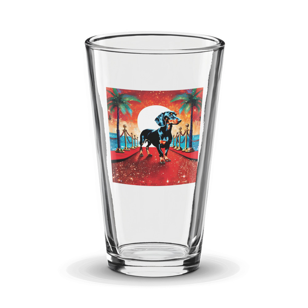 PugMug Custom Black Dachshund Glass Tumbler