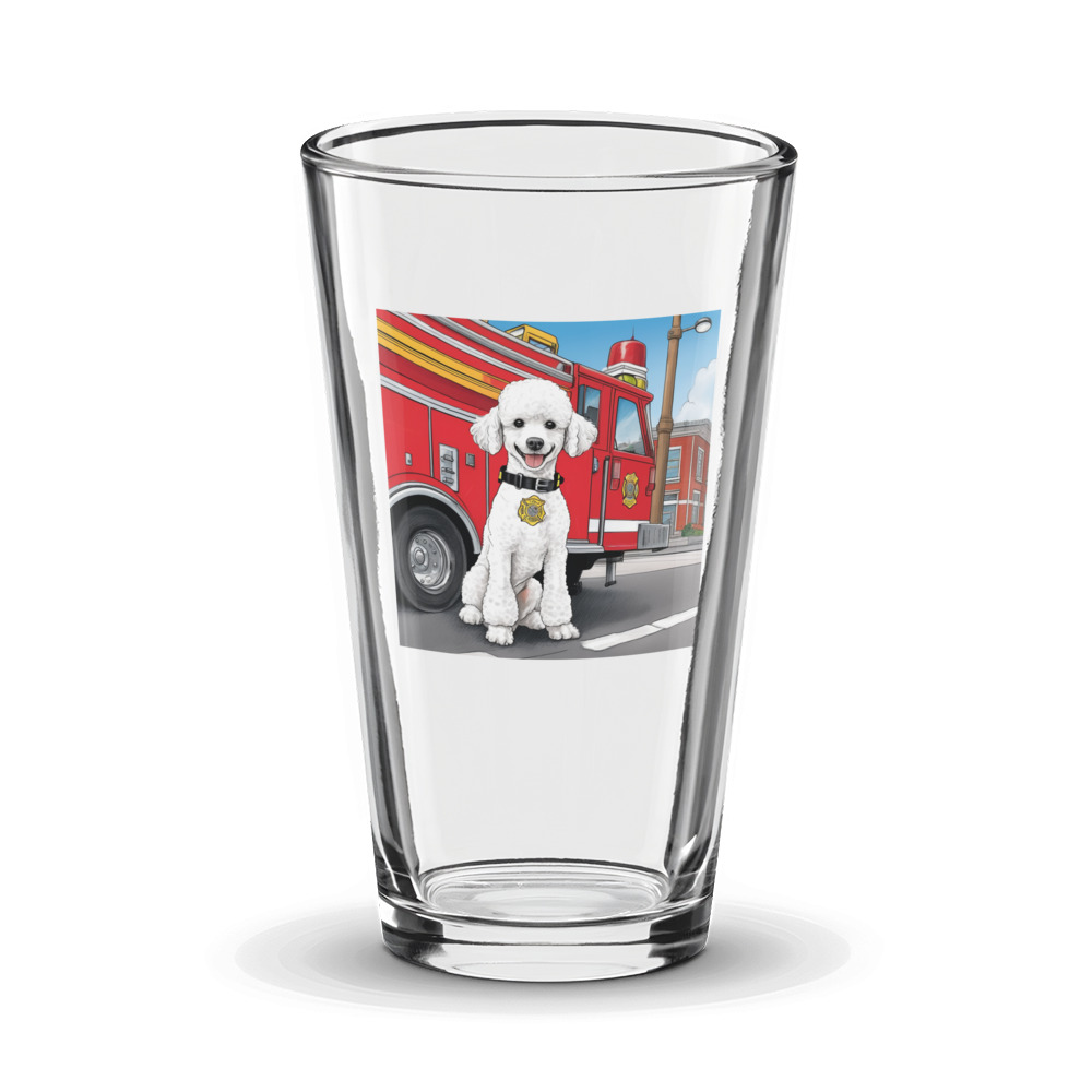 PugMug Custom White Poodle Glass Tumbler