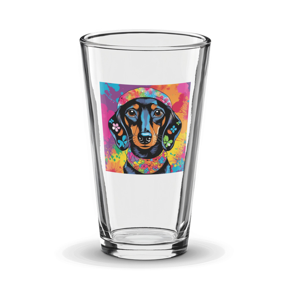 PugMug Custom Black Dachshund Glass Tumbler