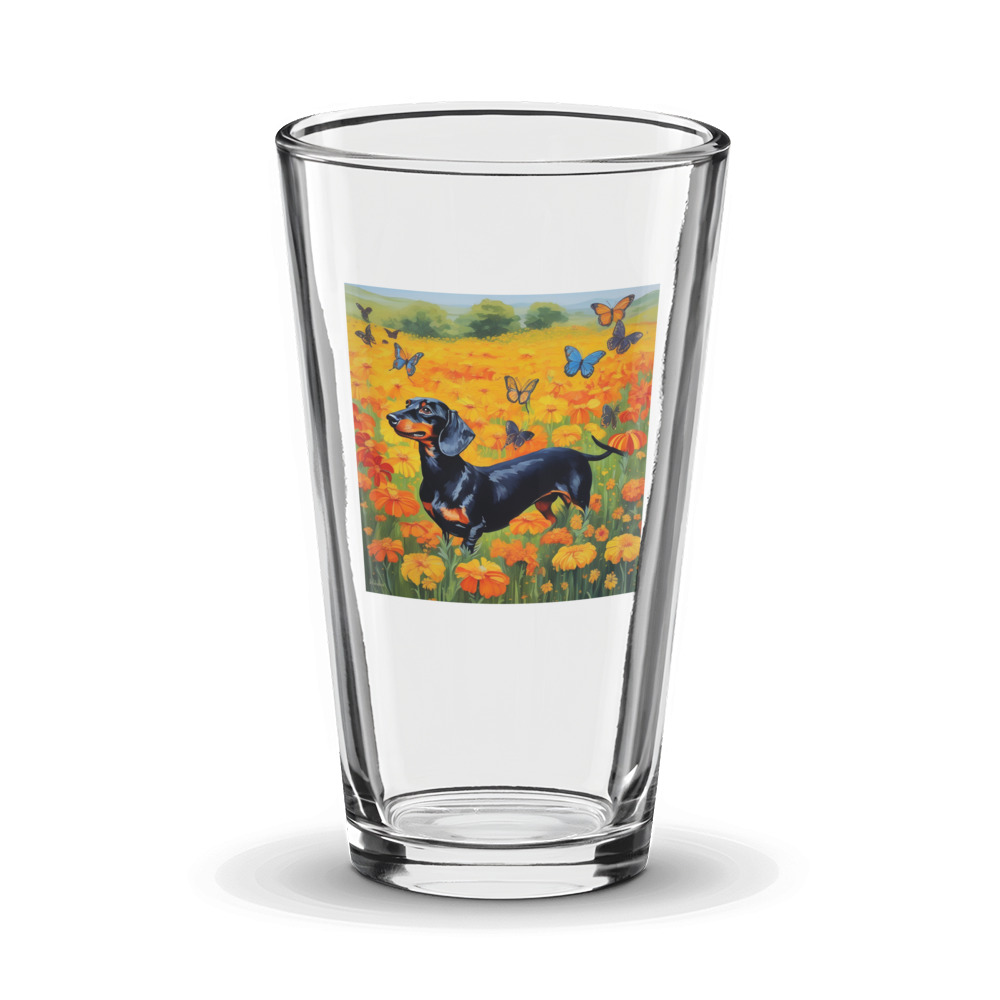 PugMug Custom Black Dachshund Glass Tumbler