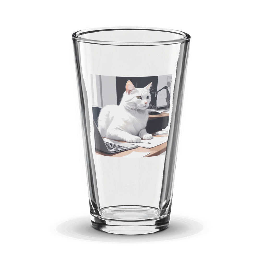 PugMug Custom White Companion Cat Glass Tumbler