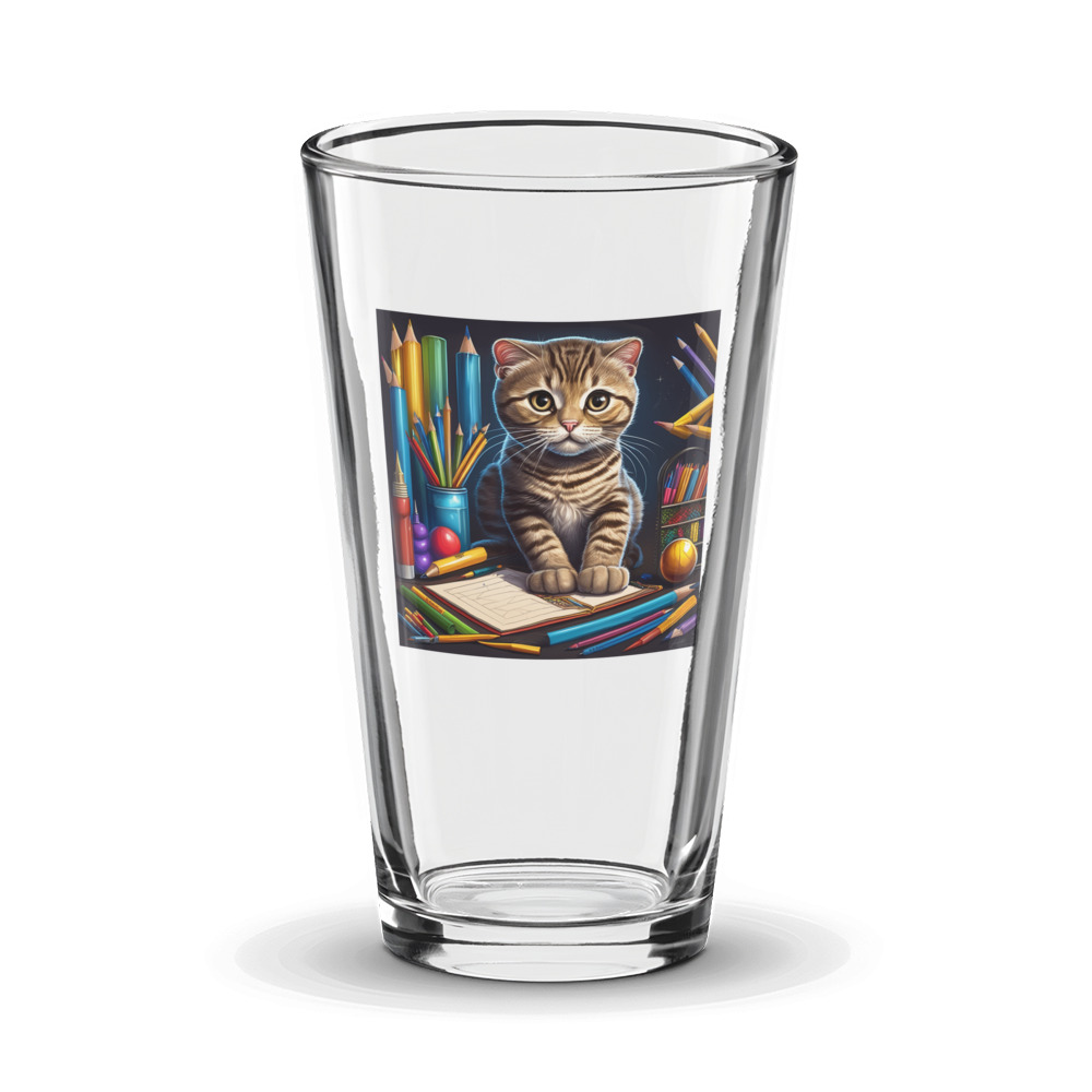 PugMug Custom Tabby Scottish Fold Cat Glass Tumbler