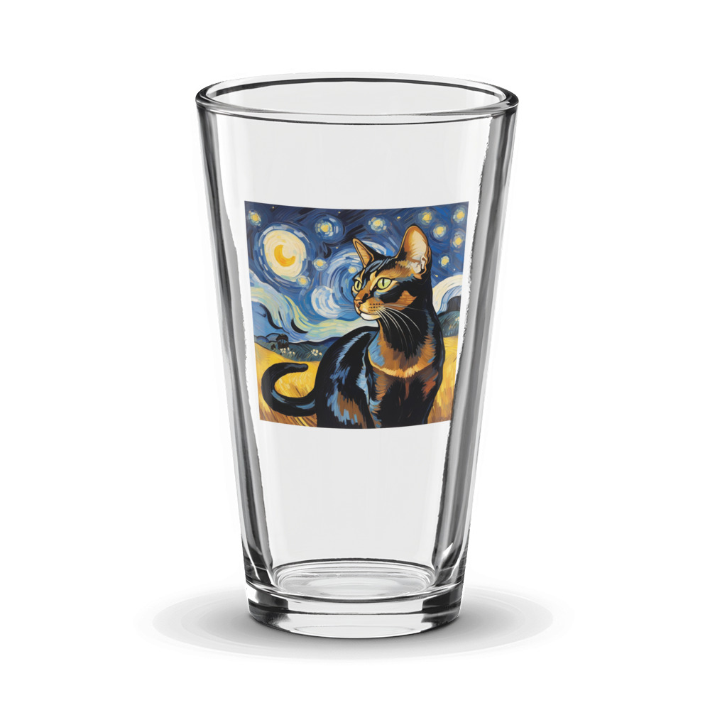 PugMug Custom Black Abyssinian Cat Glass Tumbler