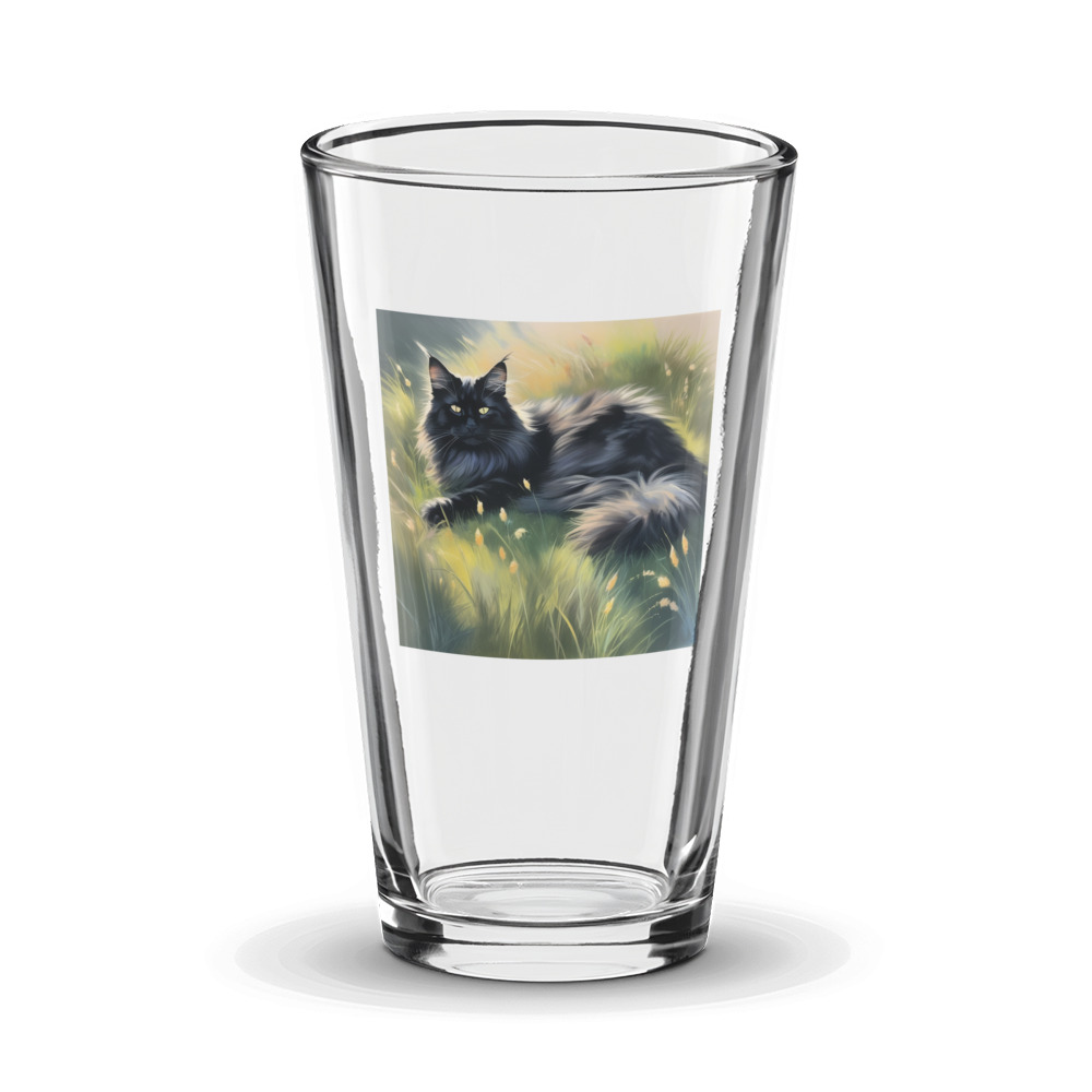 PugMug Custom Black Maine Coon Cat Glass Tumbler