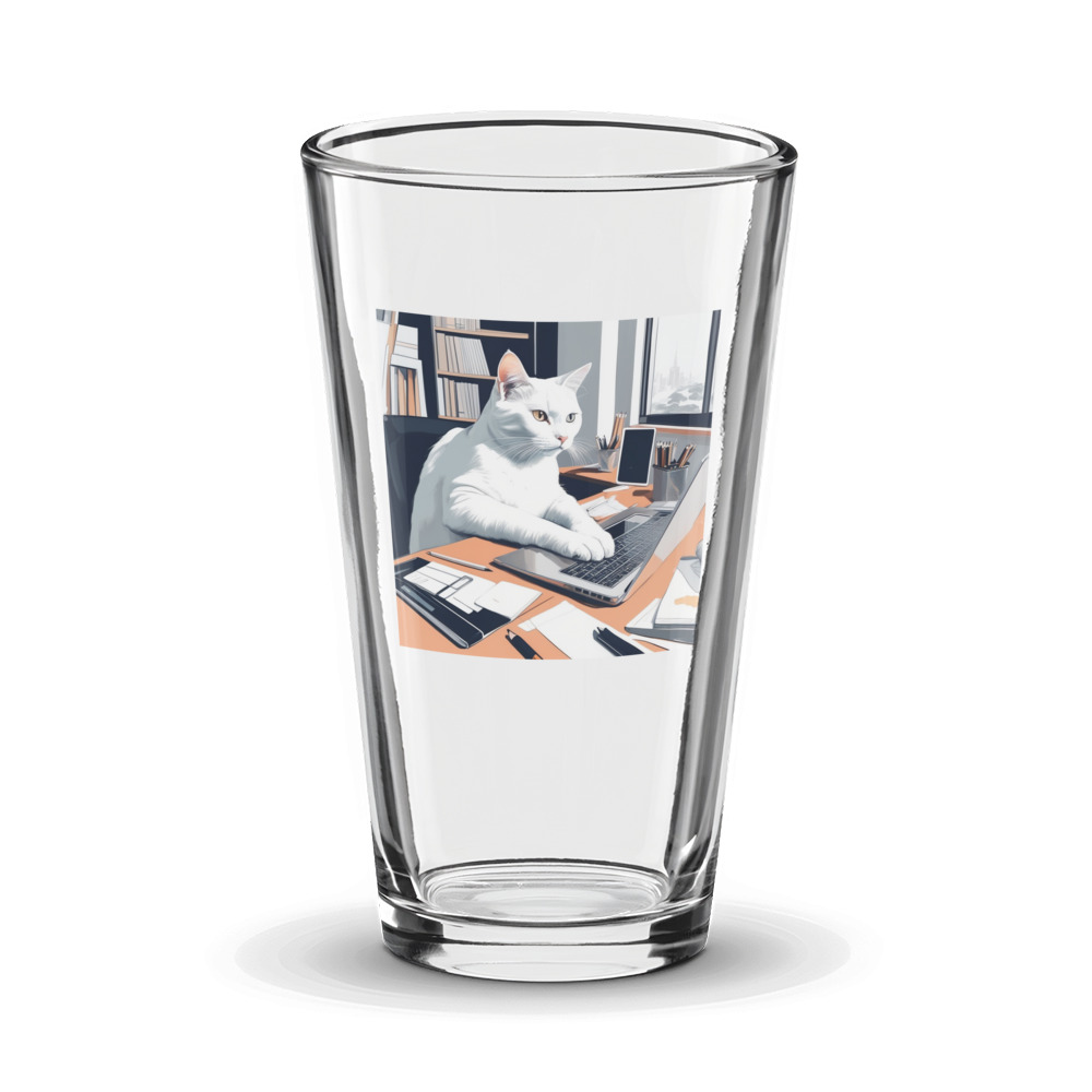 PugMug Custom White Companion Cat Glass Tumbler
