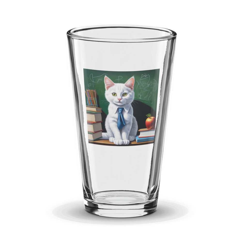 PugMug Custom White Companion Cat Glass Tumbler